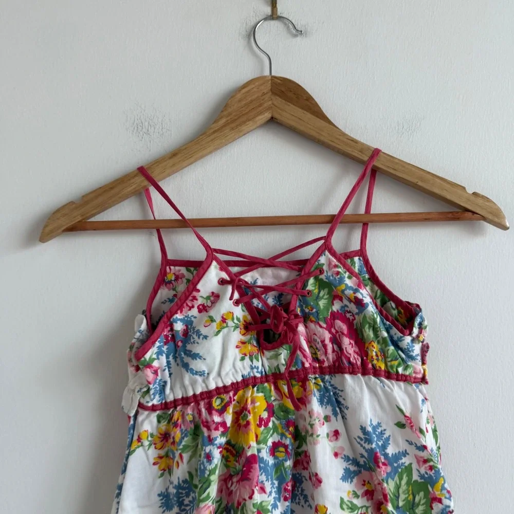 Vintage 90s Ralph Lauren Floral‎ Print Ruffle Bodice Dress Size 6